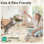 Soalmost Cat 6x9 Area Rugs for Living Room, Machine Washable Animal Floral - Image 5