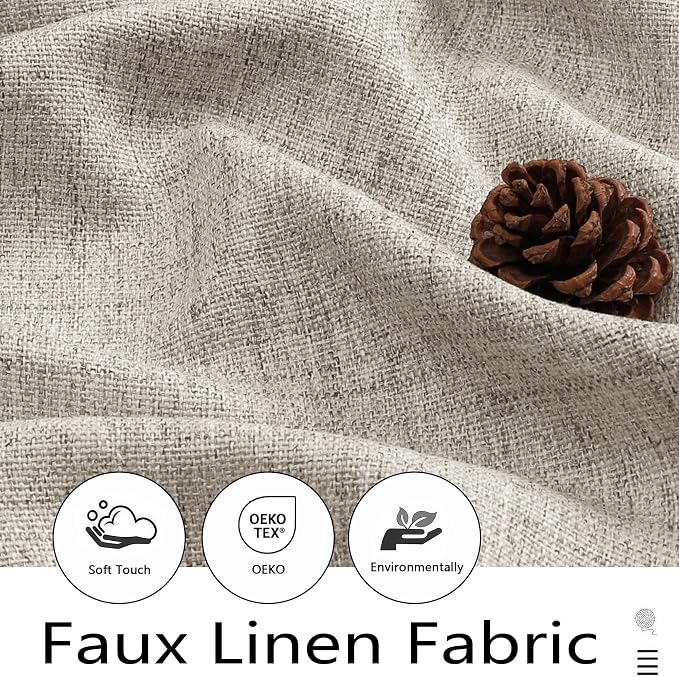 Linen Valances for Windows, Light Filtering Faux Linen Textured Small Short - Image 2