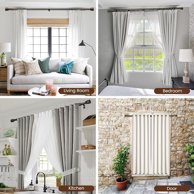 2 PACK 1” Diameter brown curtain rod Itself is 30 to 144 inch. 1 Pack Fits - Image 7