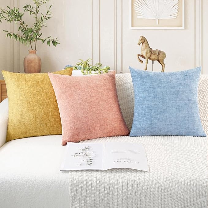 CaliTime Throw Pillow Covers Decorative 16 X 16 Inches Pack of 2 Cozy Chenille - Image 5