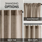 MIULEE Taupe Grey Linen Curtains 84 Inch Length 2 Panels - Image 3