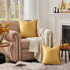 GIGIZAZA Golden Throw Pillow Covers 16x16 Decorative Velvet Cushion Covers Pack - Image 3