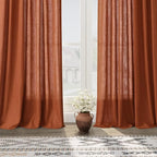 Nanspring Terracotta Linen Curtains 84 Inches Long 2 Panel Set Back Tab Boho - Image 5