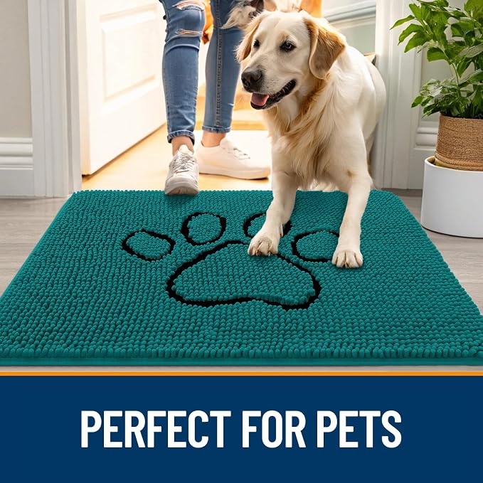 OLANLY Dog Door Mat for Muddy Paws 48x30, Paw Print Design, Absorbs Moisture - Image 6