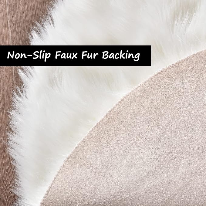 Goolela White Area Rug 6x9 Fluffy Fuzzy Furry Sheepskin Rug - Image 5