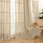 LAMIT Brown Linen Curtains 84 inch Length 2 Panels, Light Filtering Semi Sheer - Image 9