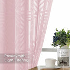 Simplebrand Blush Semi Sheer Curtains 45 Inch Length 2 Panels, Geometric - Image 2