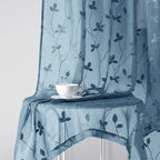 HOMEIDEAS Cyan Blue Sheer Curtains 52 X 96 Inches Length 2 Panels Embroidered - Image 7