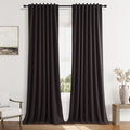 Guken Cocoa Coffee 100% Blackout Linen Curtains 120 Inch Length 2 Panels Set by Guken