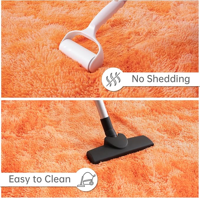 Goideal Fluffy Rug for Bedroom Living Room, 6x9 Orange Area Rugs, Faux Fur Shag - Image 7