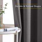 NICETOWN Bedroom Grey Blackout 120 inch Curtains - Image 3