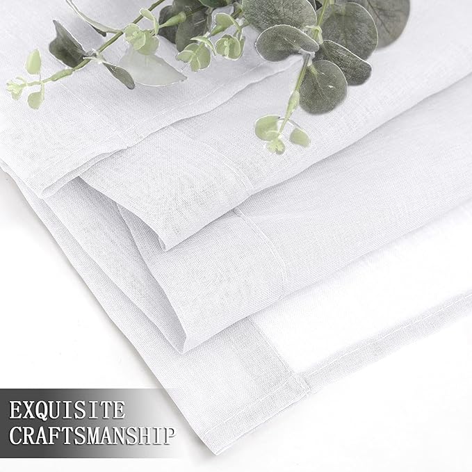 Tollpiz Short Sheer Curtain Linen Textured Living Room Curtains Sheer Light - Image 7