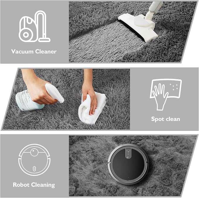 Shag Area Rug for Bedroom 5x8, Deep Grey Fluffy Area Rugs for Living Room - Image 4