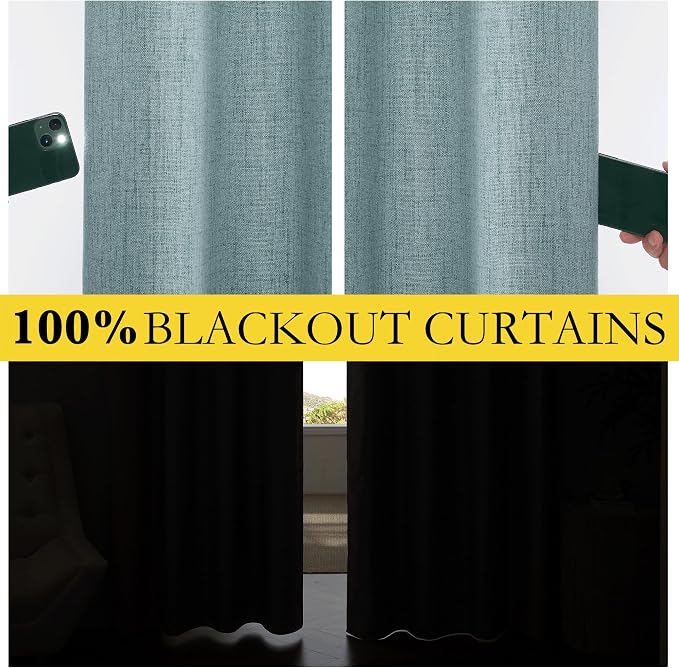 NICETOWN 100% Absolutely Blackout Linen Curtains - Image 2