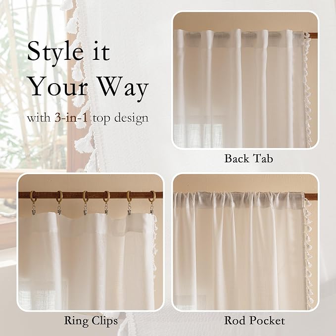 MYSKY HOME White 63 inch Length Semi Sheer Curtain - Image 4