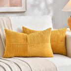 Fancy Homi 2 Packs Gold Yellow Lumbar Decorative Throw Pillow Covers 16x32 Inch by Fancy+Homi