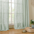 LAMIT 48 Inch Short Window Linen Curtains, Light Filtering Panels Back Tab and - Image 9