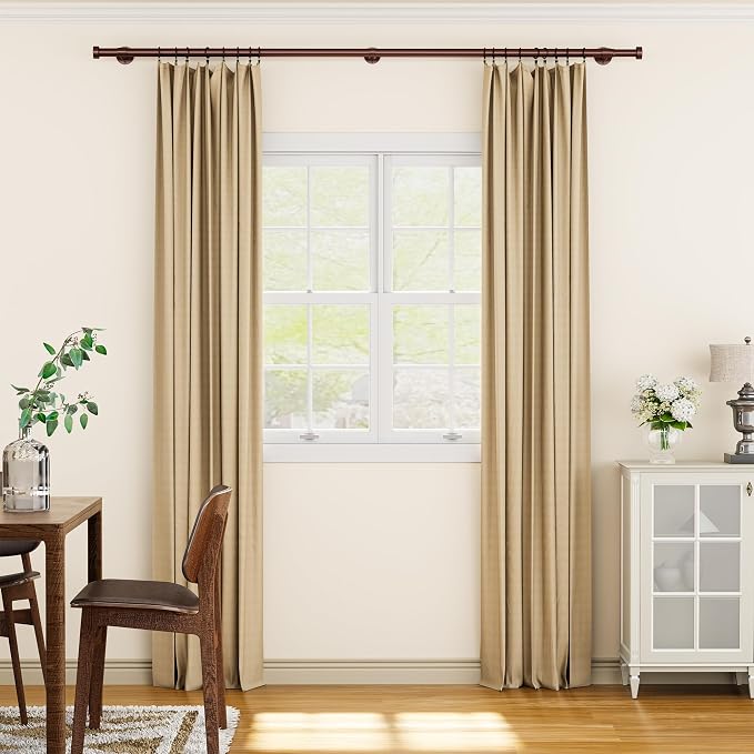 YaFex 2 Pack Heavy Duty Curtain Rods 32-90 Inch, 1 Inch Bronze Adjustable - Image 2