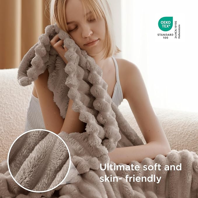 Bedsure GentleSoft Light Brown Throw Blanket - Image 4