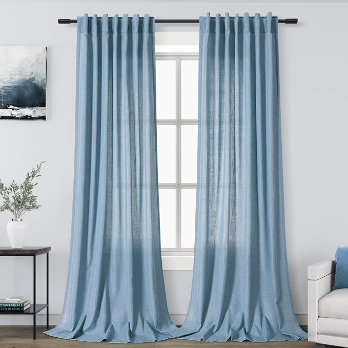 Nanspring Blue Curtains 132 Inches Long 2 Panels by Nanspring