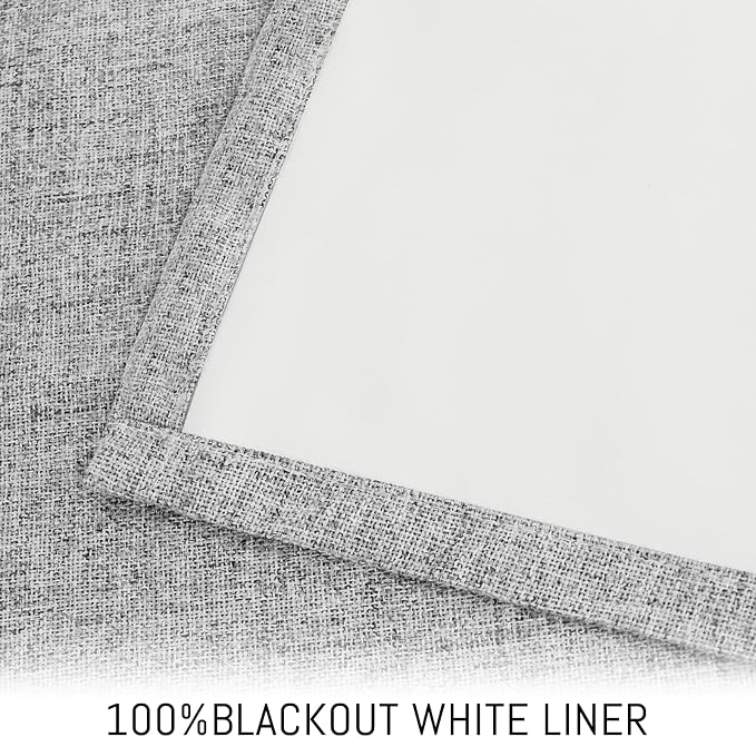 Yakamok Dove Grey Linen Curtains 100% Blackout 96 Inches Long, Room Darkening - Image 3