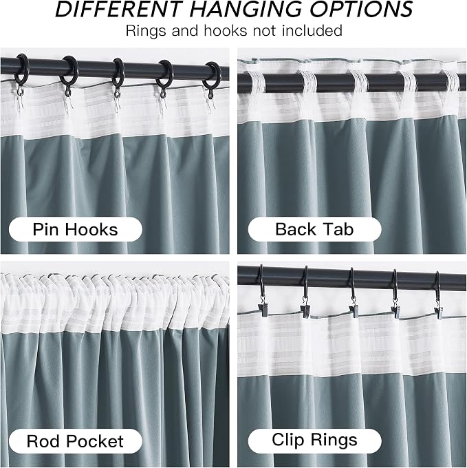 RYB HOME Stone Blue Velvet Curtains 84 inches- Blackout Curtains - Image 4