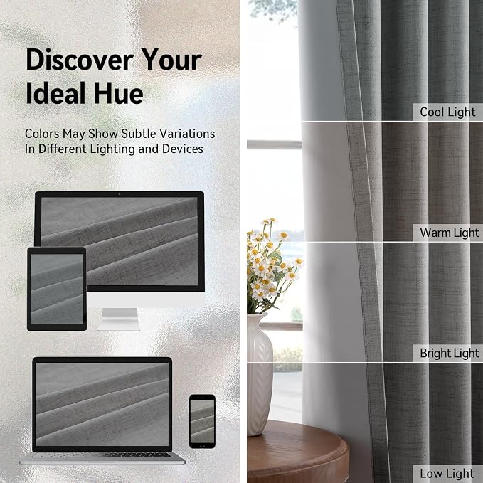 100% Blackout Shield Linen Blackout Curtains - Image 5