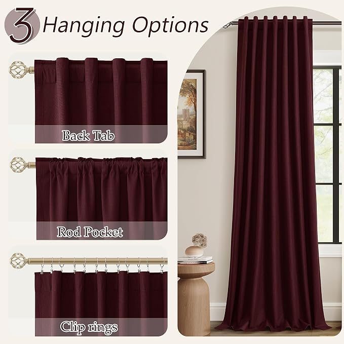 Guken 100% Blackout Curtains 120 Inch Length 2 Panels Set - Image 6