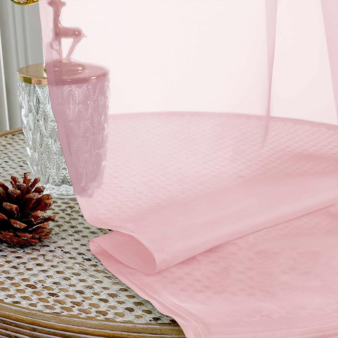 OVZME Blush Pink Sheer Curtains 120 Inches Long 2 Panels Set, 59 Inch Extra - Image 4