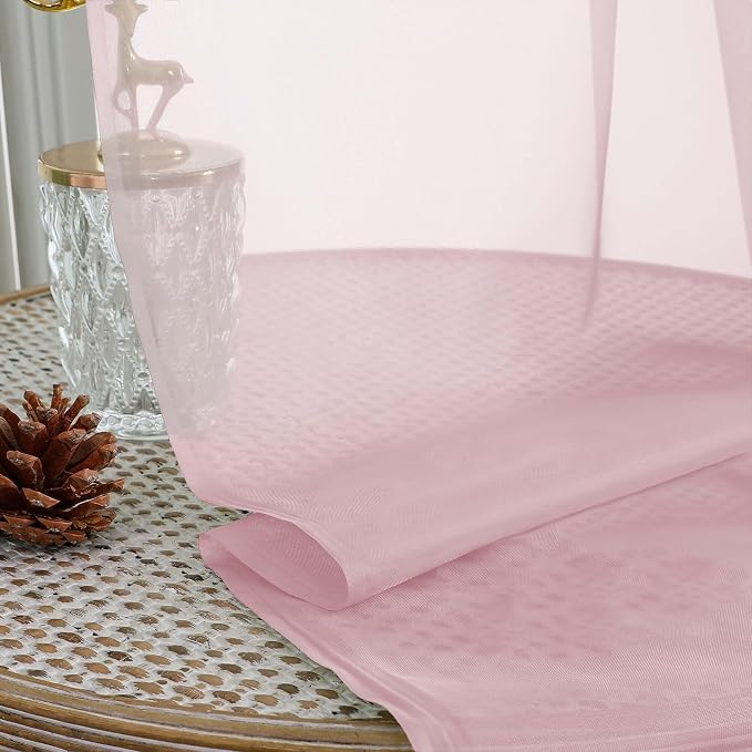 Blush Sheer Curtains for Bedroom Living Room 96 Inches Long 2 Panels, Modern - Image 5