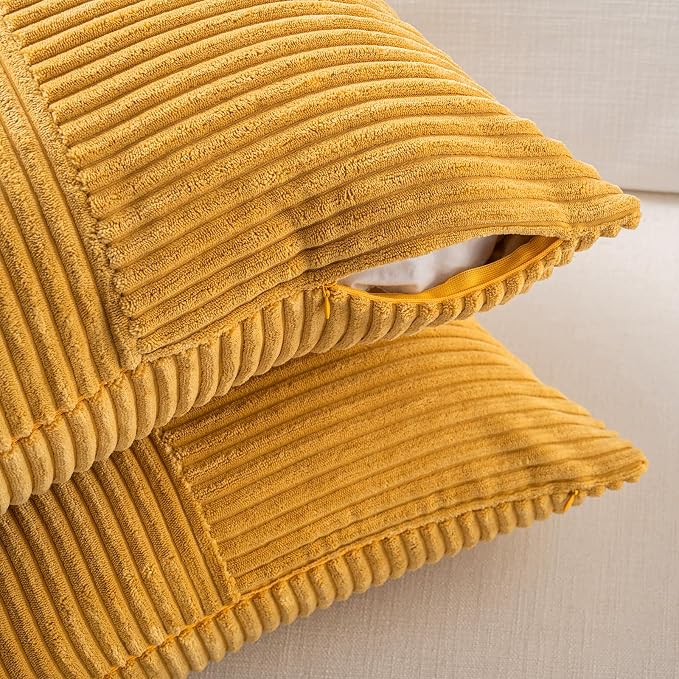 Fancy Homi 2 Packs Gold Yellow Lumbar Decorative Throw Pillow Covers 16x28 Inch - Image 4