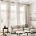 Beige Linen Sheer Curtains 102 Inches 2 Panels Set Back Tab Rod Pocket Extra - Image 7
