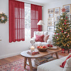 BGment Burgundy Curtains Semi Sheer 48 Inch Length - Image 2