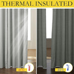 NICETOWN Grey Long Linen Full Shade Panels, Pair of Thermal Insulated & Energy - Image 4