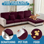 Couch Cover 3-Piece Elastic Velvet Couch Cushion Covers & Chaise Slipcovers - Image 4