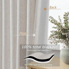 Guken Extra Long Light Beige 100% Blackout Curtains 144 Inch Length 2 Panels - Image 4