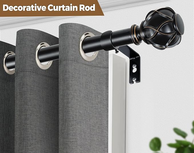 KAMANINA 1 Inch Extra Long Curtain Rod 140 to 195 Inches Black Heavy Duty - Image 5
