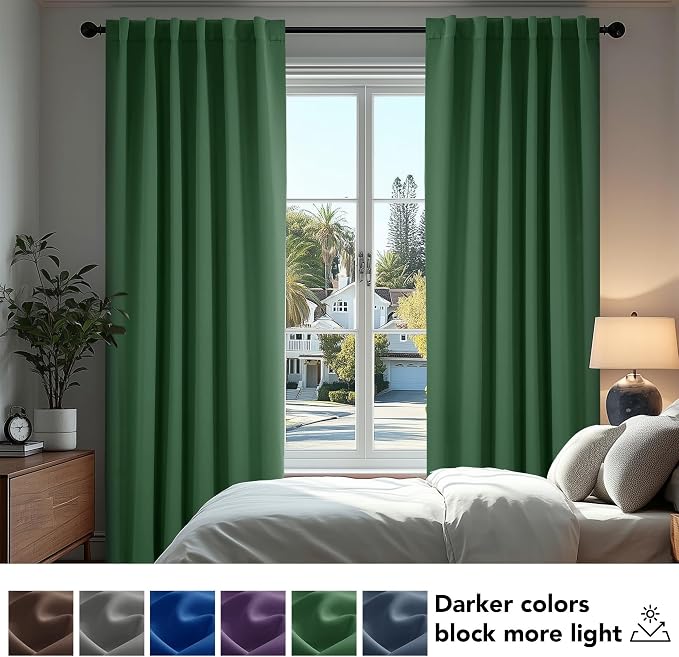 Deconovo Blackout Curtains, Thermal Insulated, W52 x L63 2 Panels, Back Tab - Image 4
