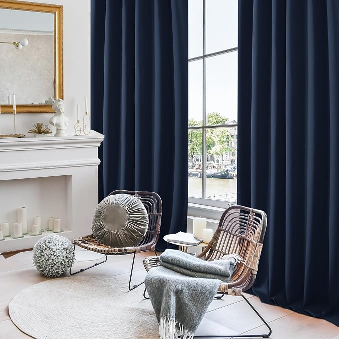 Deconovo Blackout Curtains, Thermal Insulated, W52 x L63 2 Panels, Back Tab - Image 4
