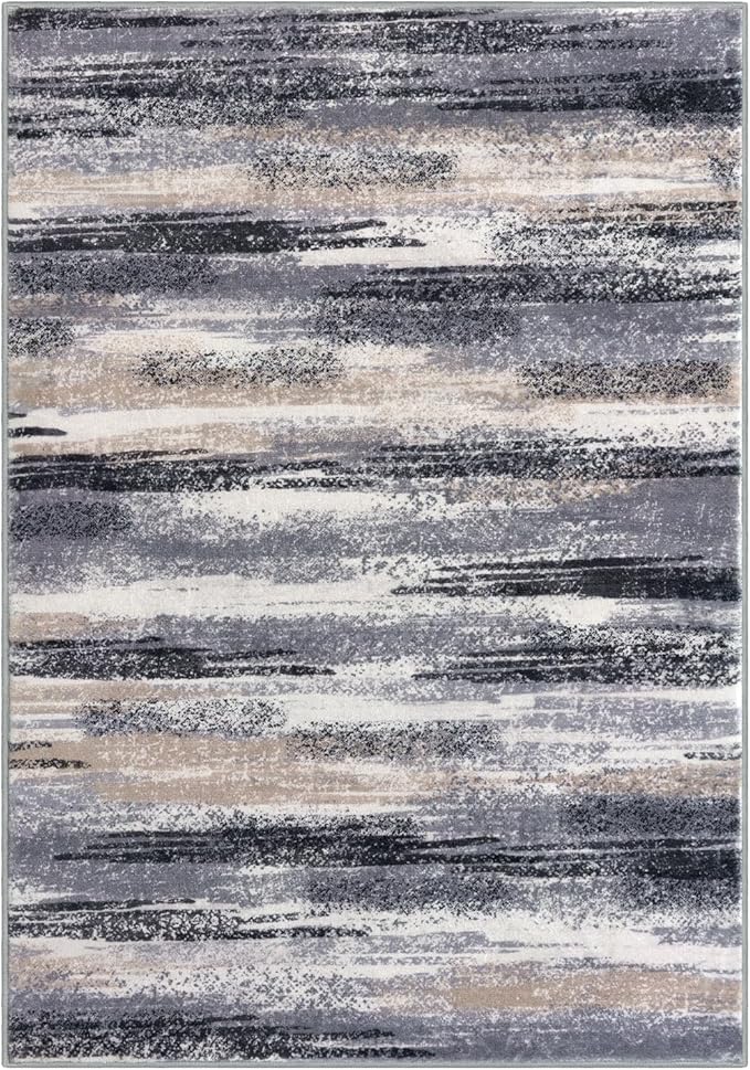 Lansny Modern Abstract 4x6 Living Room Washable Rug Non-Slip Soft Bedroom Area - Image 9