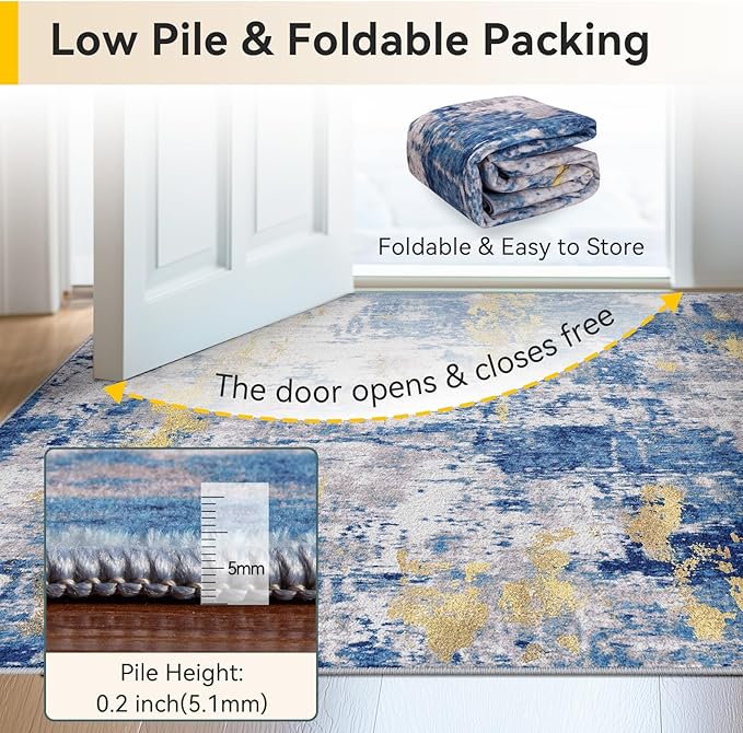 Washable Area Rugs 2'x4' Non-Slip Modern Abstract Soft - Image 5