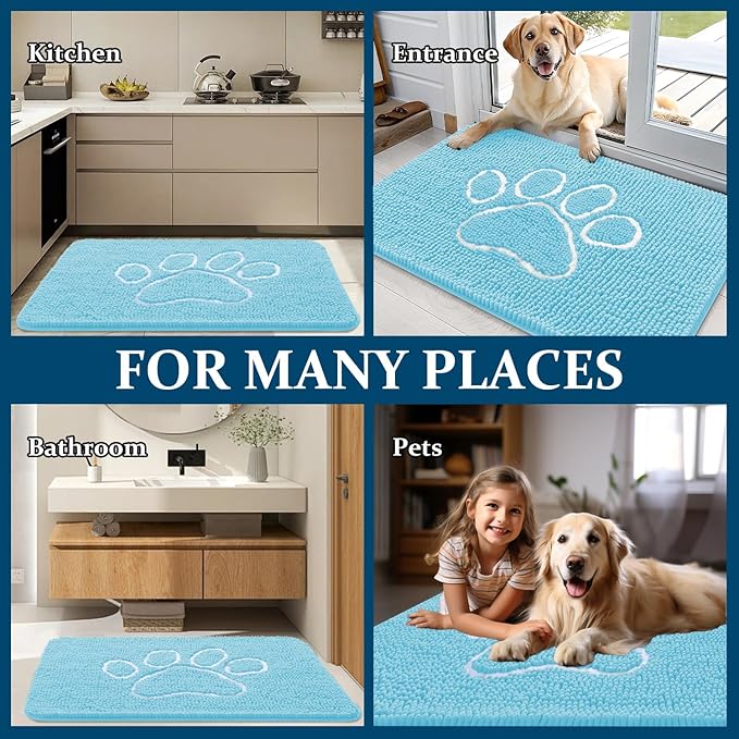 OLANLY Dog Door Mat for Muddy Paws 24x16, Paw Print Design, Absorbs Moisture - Image 8