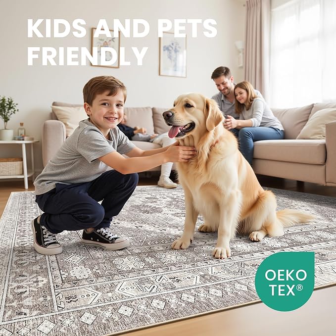 zesthome 8x12 Area Rugs, Stain Resistant Washable Rug, Ultra-Thin Rugs - Image 7