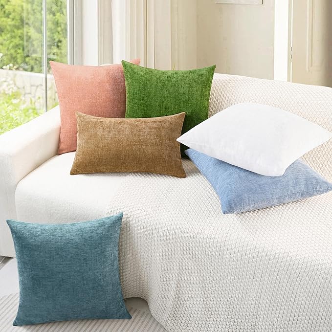 CaliTime Throw Pillow Covers Decorative 20 X 20 Inches Pack of 2 Cozy Chenille - Image 4