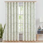 jinchan Floral Curtains 84 Inches Long Sage Green Flower Linen Farmhouse Curtain - Image 2