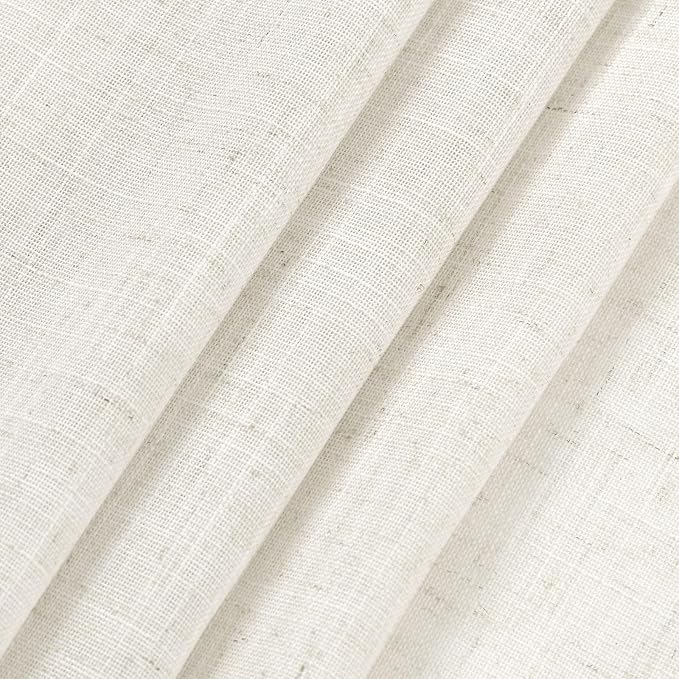Nanspring Cream Linen Back Tab Rod Pocket Curtains 52 Inch Length - Image 7