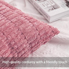 Pack of 2 Corduroy Decorative Throw Pillow Covers 24x24 Inch Soft Striped - Image 2