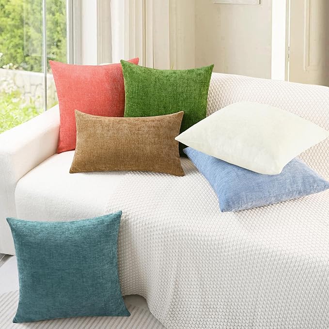 CaliTime Throw Pillow Covers Decorative 20 X 20 Inches Pack of 2 Cozy Chenille - Image 4