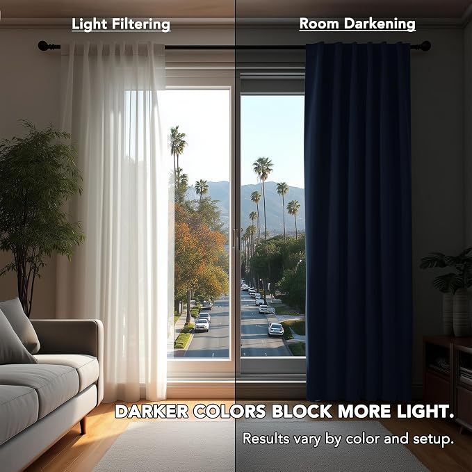 Deconovo Blackout Curtains, Thermal Insulated, W70 x L95 2 Panels, Back Tab - Image 3
