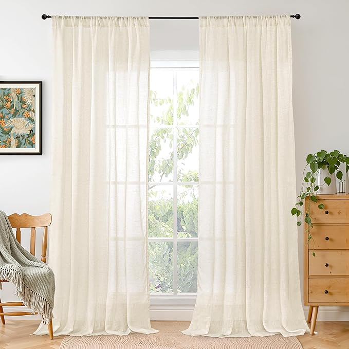 BGment 108 Inches Long Linen Curtains by BGment
